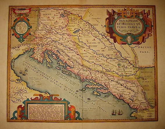 Ortelius Abraham (1528-1598) Pannoniae, et Illyrici veteris tabula... 1608 Anversa